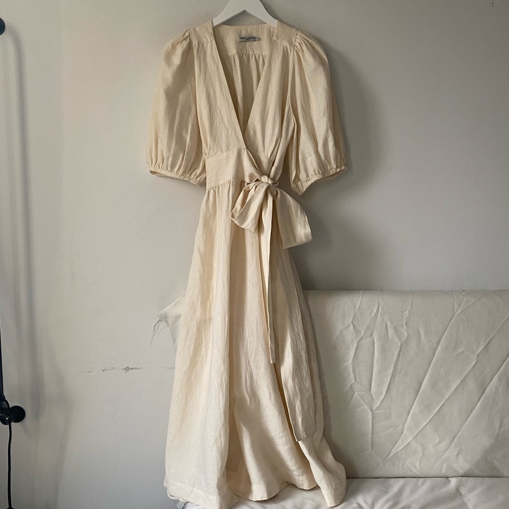 THREE GRACES LONDON Fiona Dress Ivory Linen S/M - Picture 5 of 13